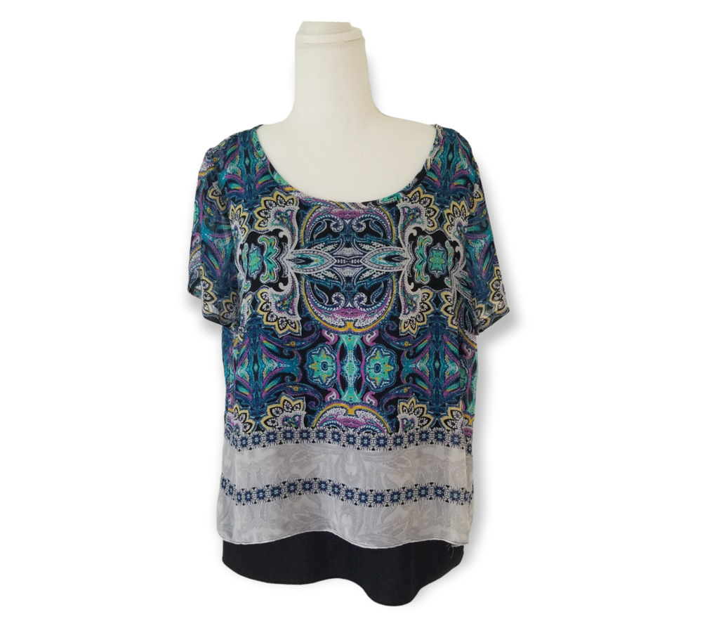Dana Buchman blouse Multicolor Paisley open back. - Size L